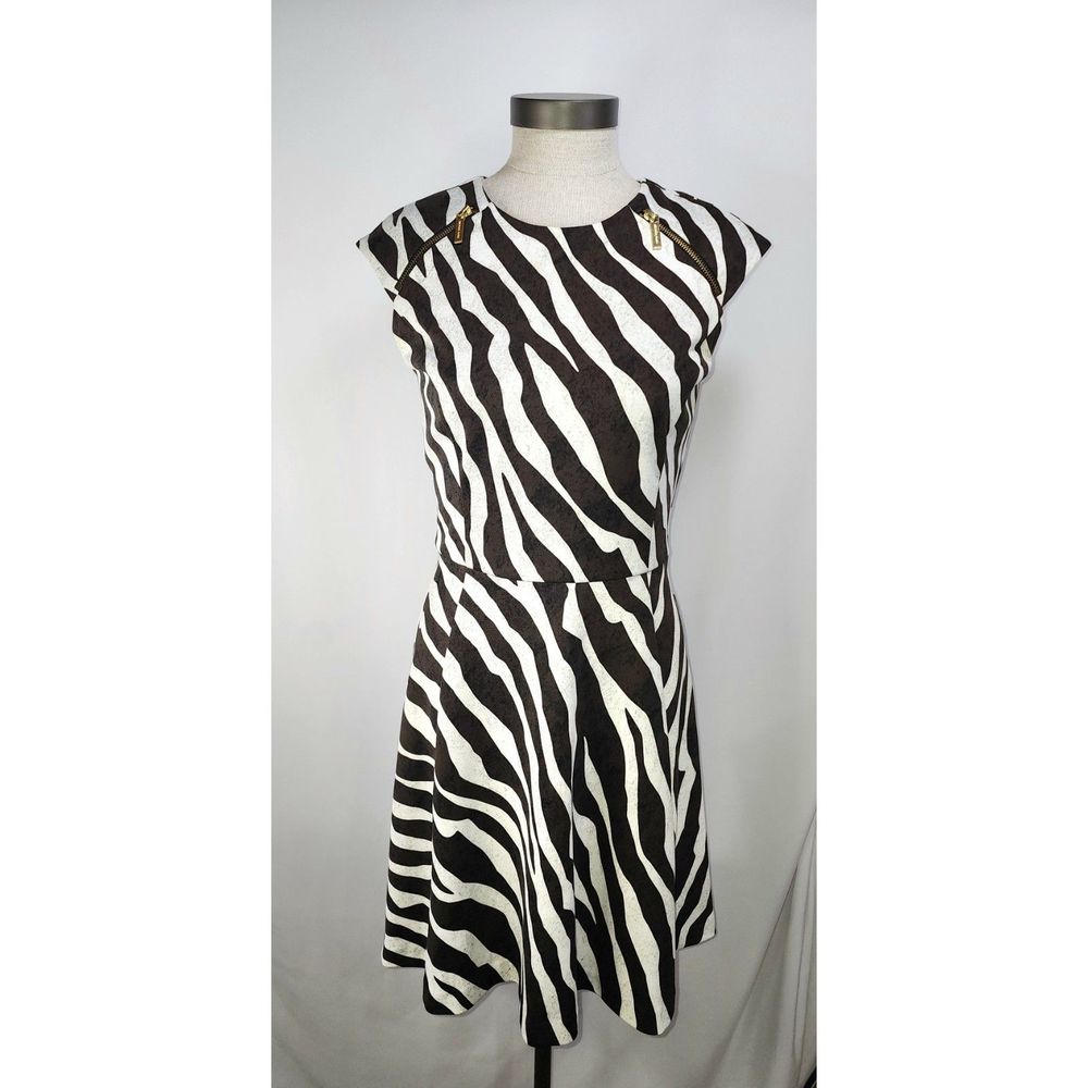 Michael Kors Women's Zebra Print Cocktail Dress Size 0